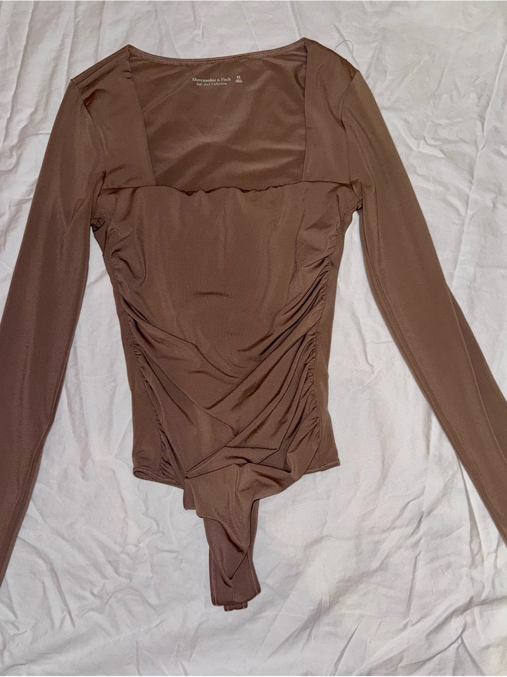 Abercrombie & Fitch Soft A&F Collection long sleeve bodysuit in a rich brown/tau